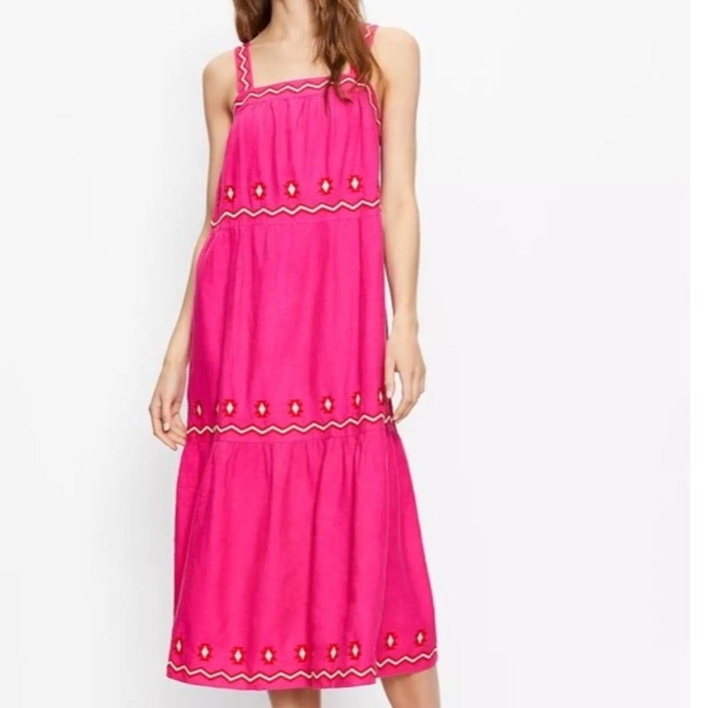 Loft embroidered tiered square neck dress - Petite